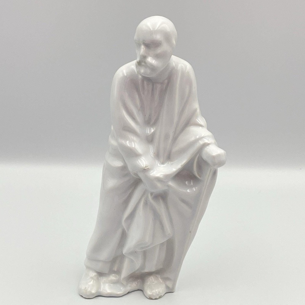 Vintage 1960s Holland Mold Nativity‎ Joseph White Ceramic Figure 7.5"